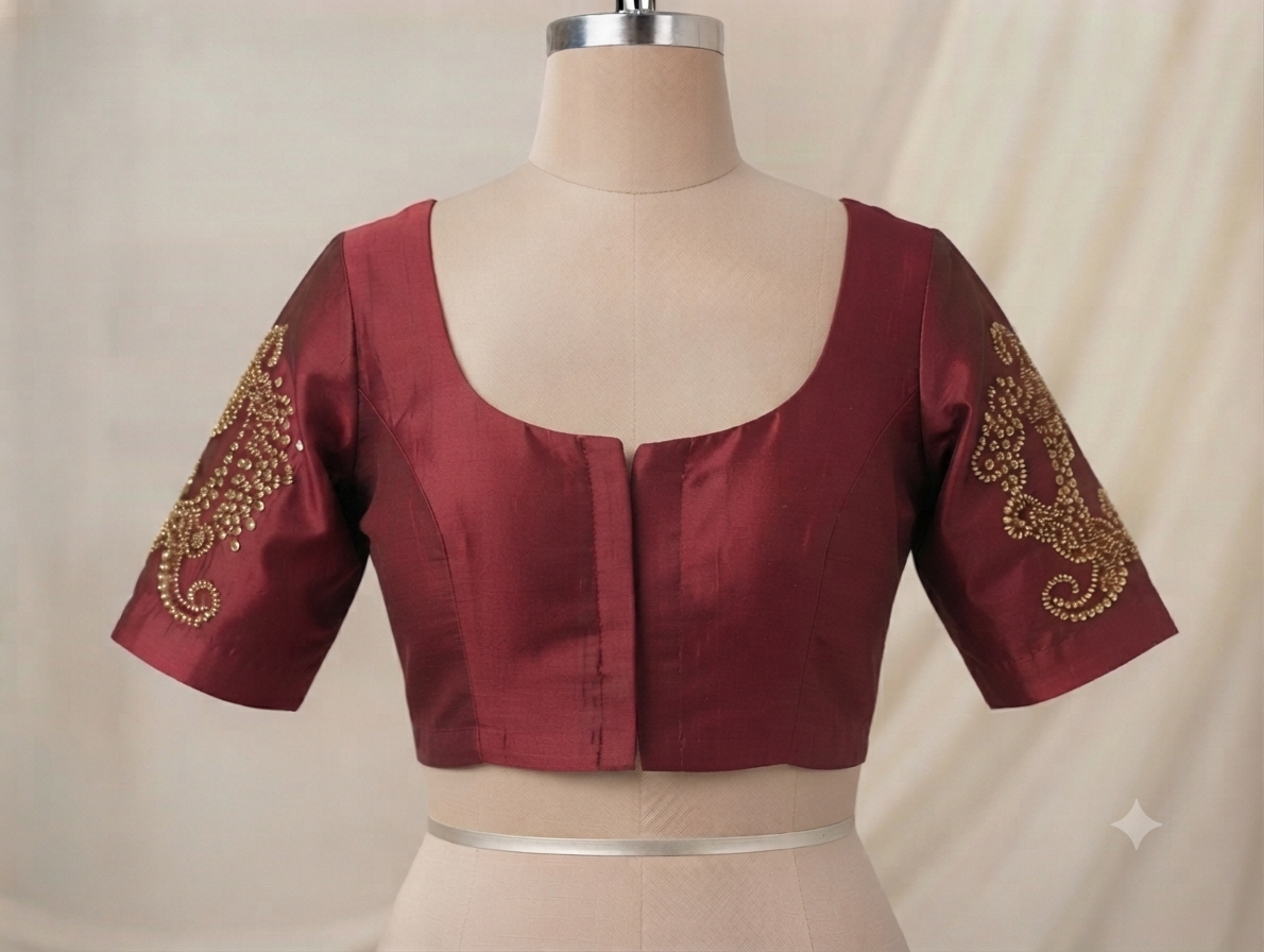 Pure silk maroon colour saree/ skirt blouse