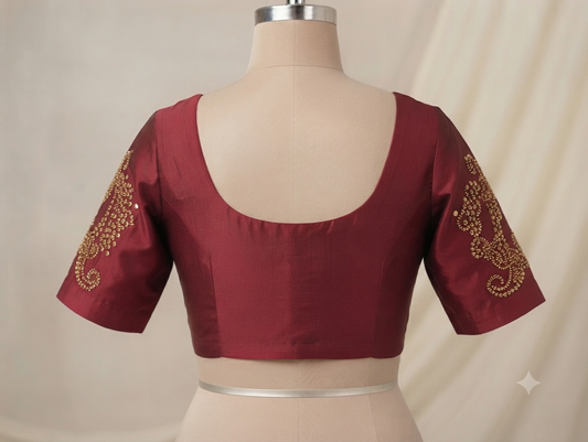 Pure silk maroon colour saree/ skirt blouse