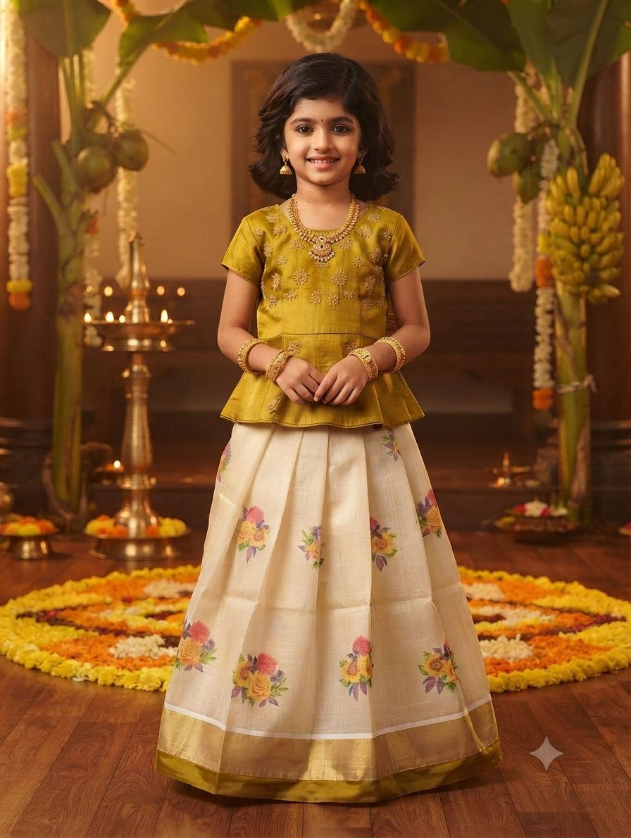 Girls onam skirt and top