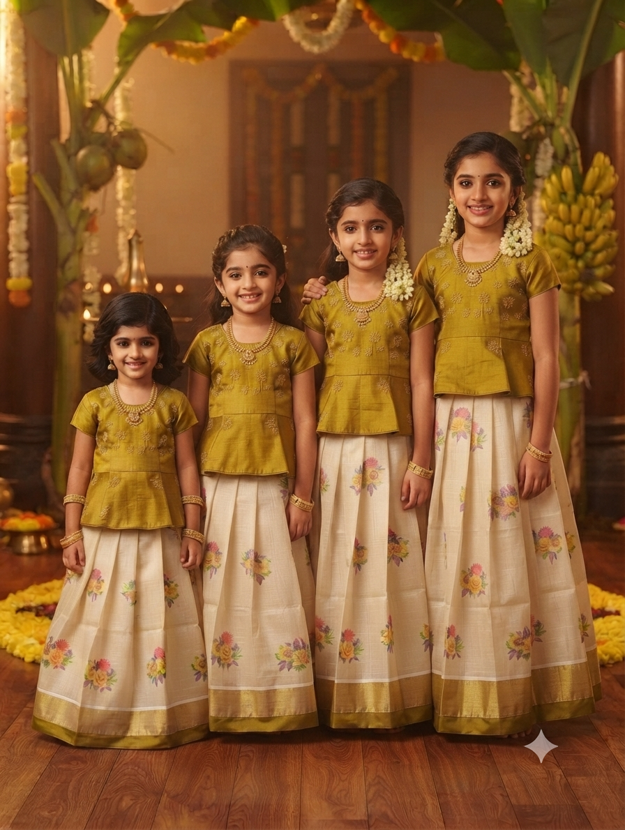 Girls onam skirt and top