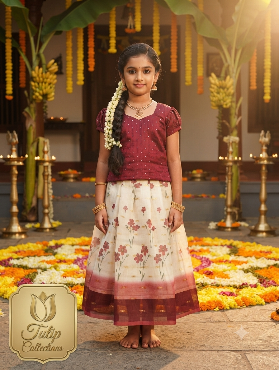 Girls onam skirt and top- size 30