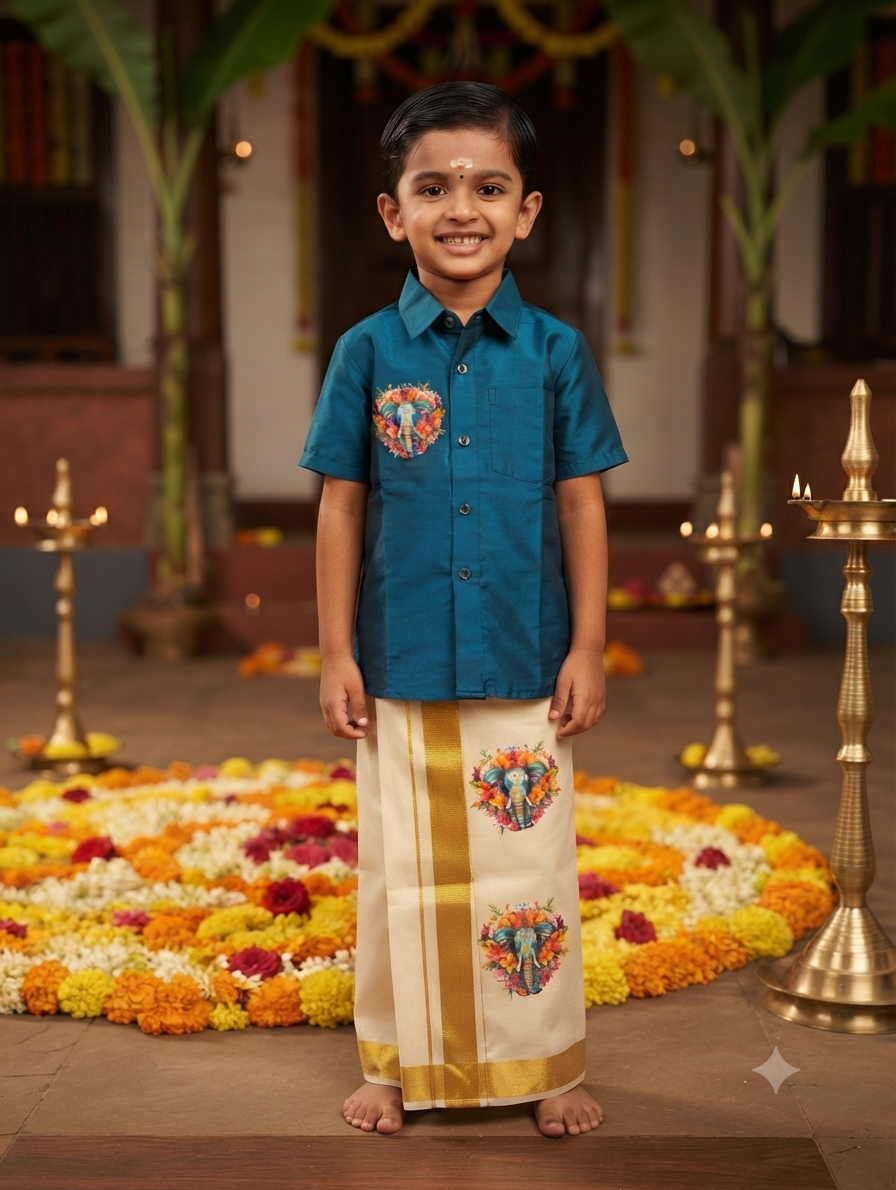 Boys matching shirt and mundu-6 year