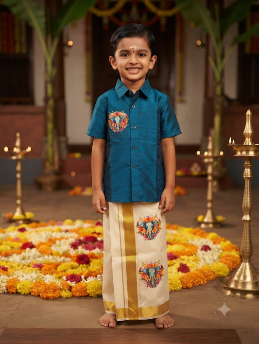 Boys matching shirt and mundu-6 year