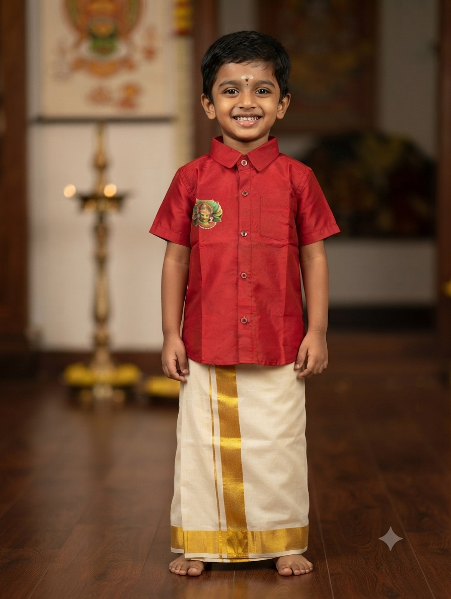 Boys red silk shirt - 4 year