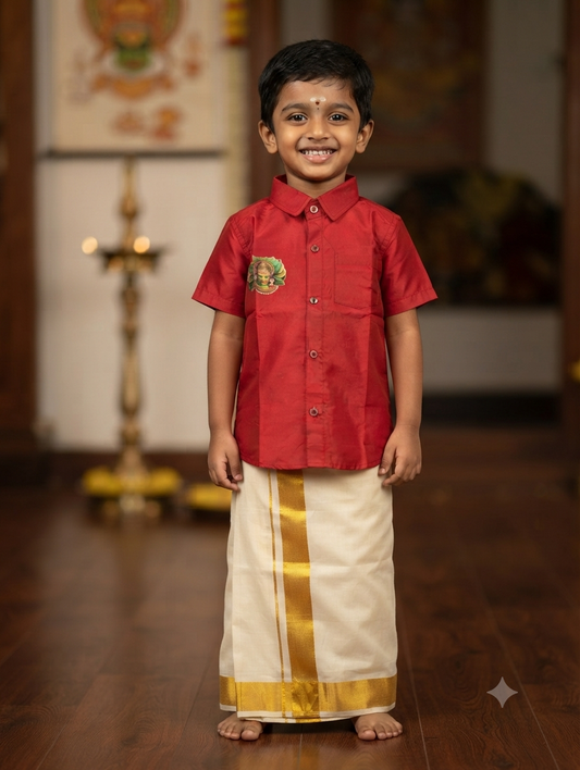 Boys red silk shirt - 4 year