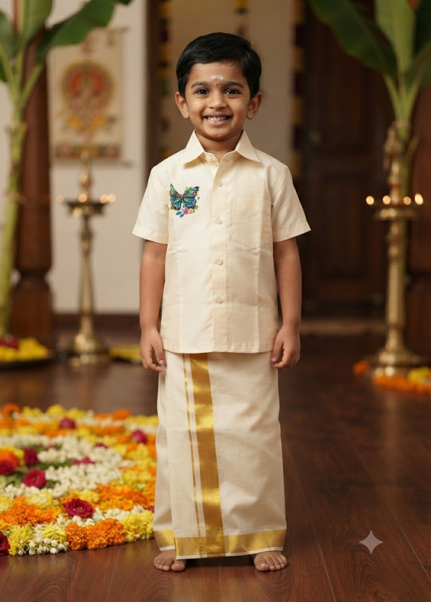 Boys onam shirt and mundu-6 age 8