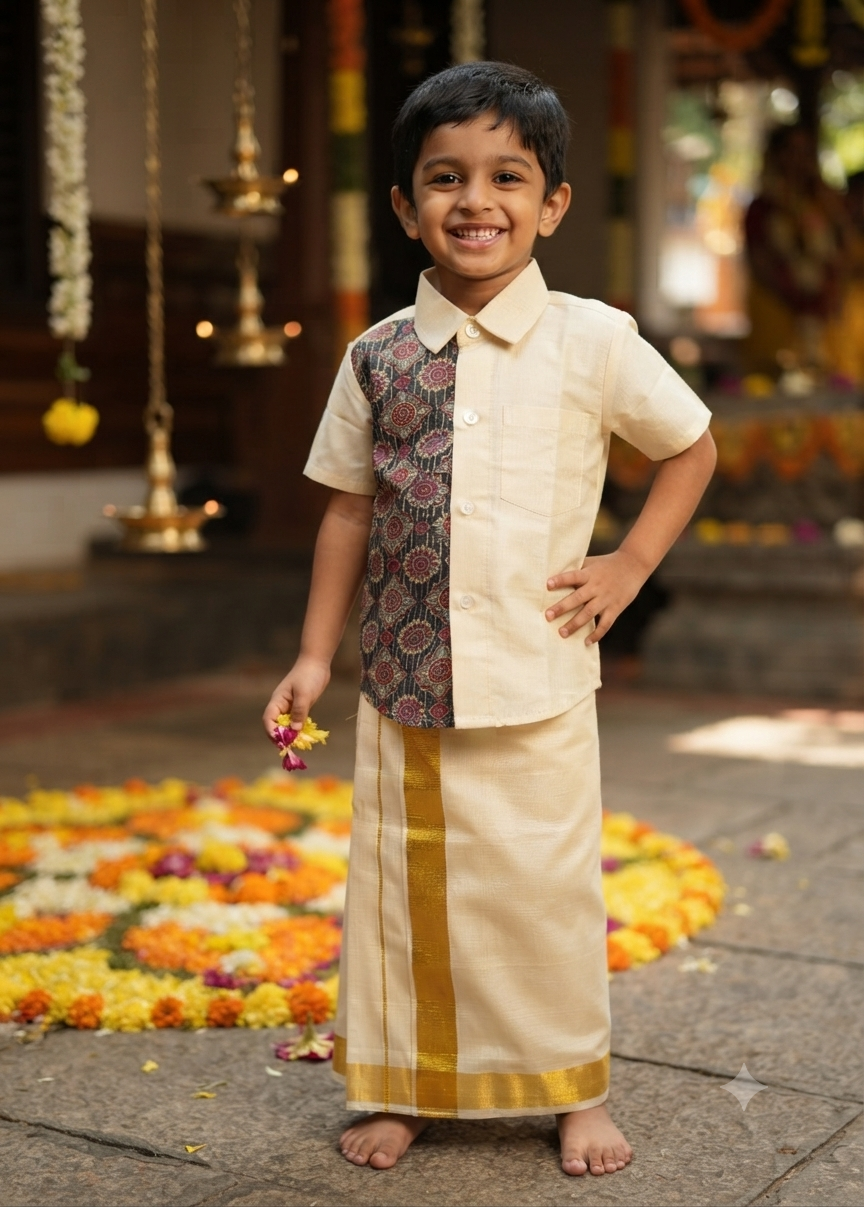 Boys shirt and mundu combo age 4