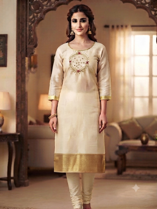 Golden tissue kurti -size 2xl