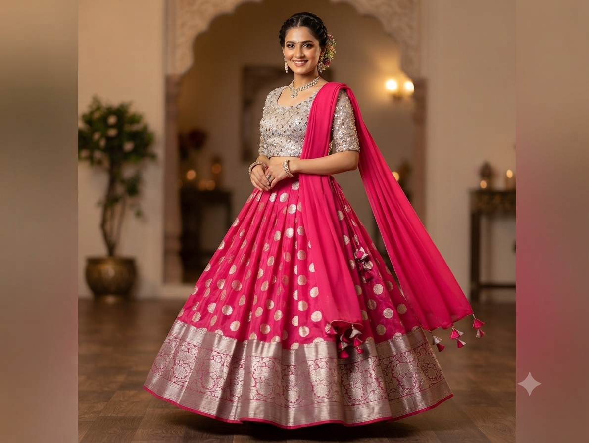 Organza silk Lehenga