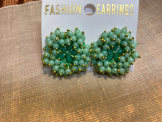 Light green pearls studded earring