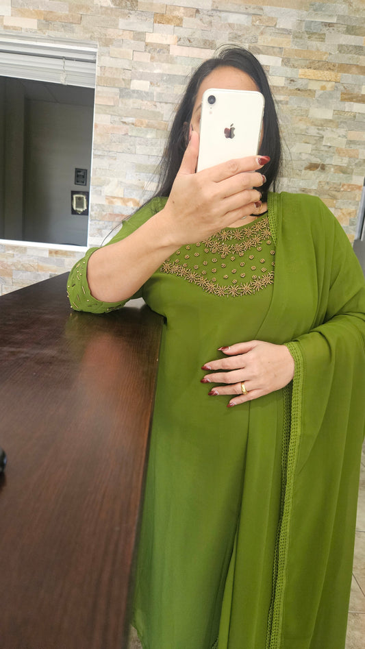 Ready made salwar/ suit 3 pc olive green