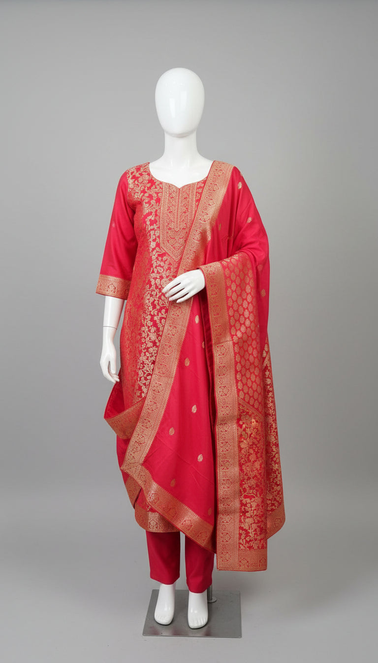 Banarasi suit in Red colour