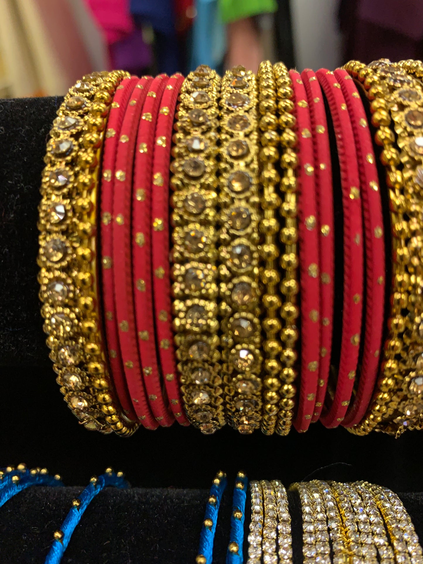 Red and antique gold bangle set