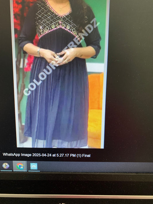 Georgette Aliya cut frock lurti