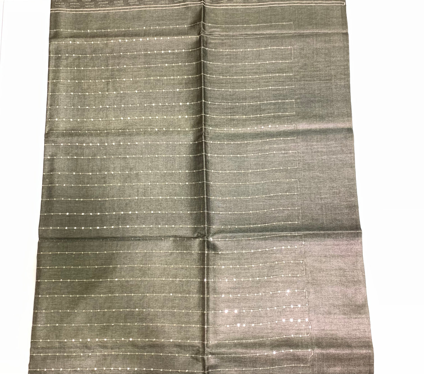 Dark Green Sequein Tussar Silk Saree(unstitched blouse)