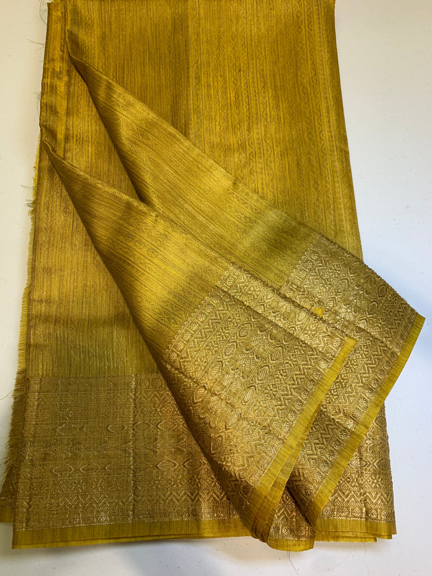 Dark gold art silk saree- stitched blouse