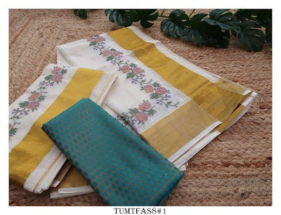 Kerala cotton settu Mundu with blouse