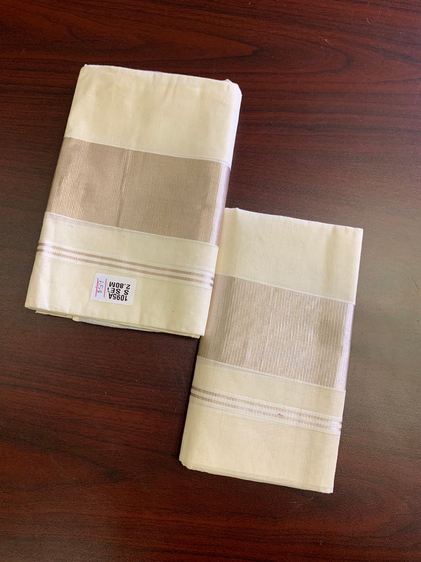 Kerala pure cotton settu mundu( light peach)