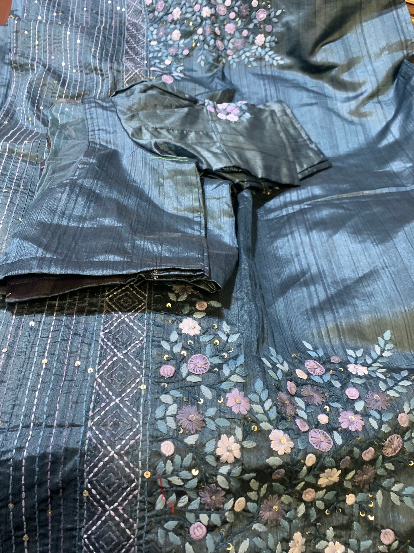 Tassar hand work saree