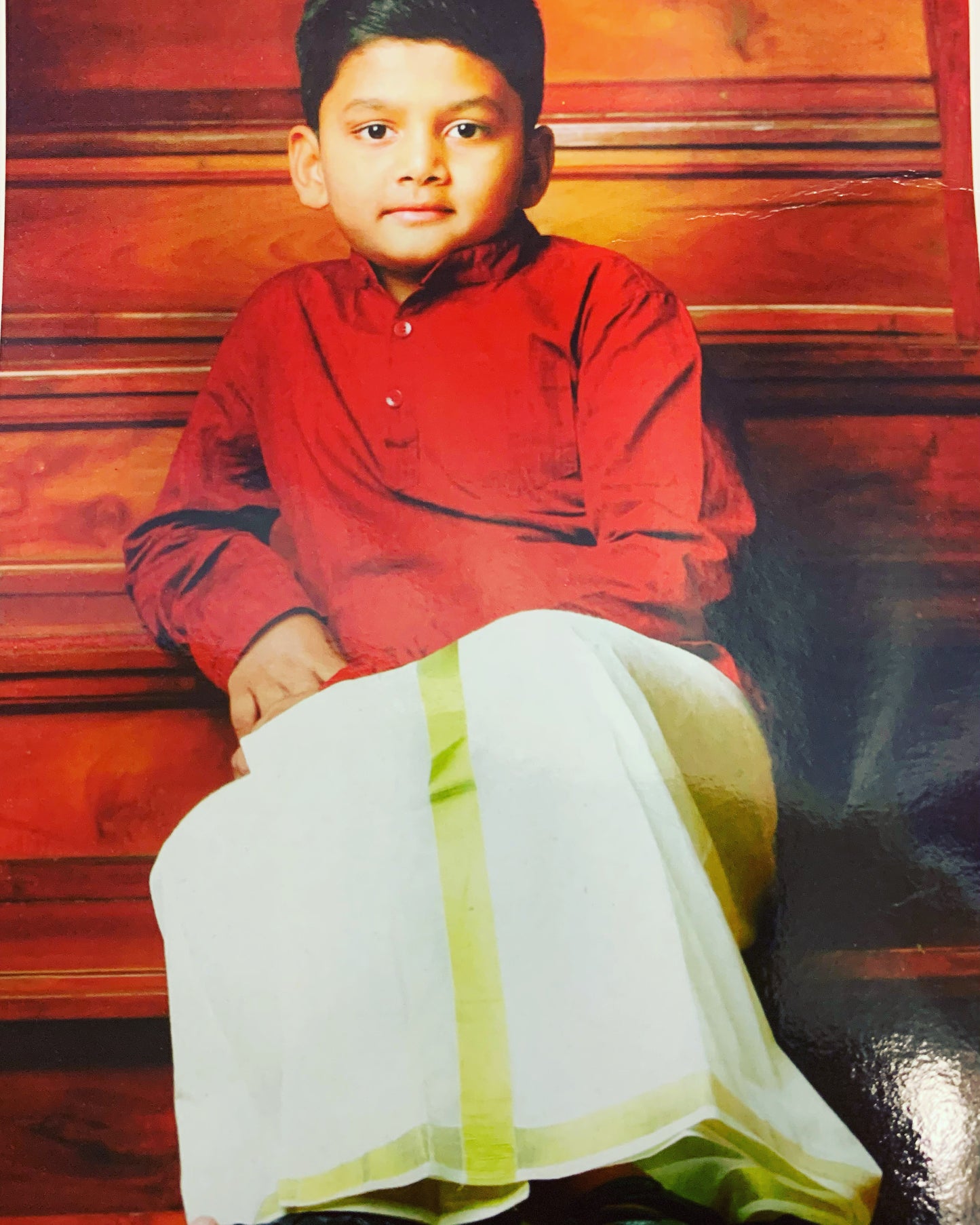 Kerala kasavu velcro dhotii/mundu for boys