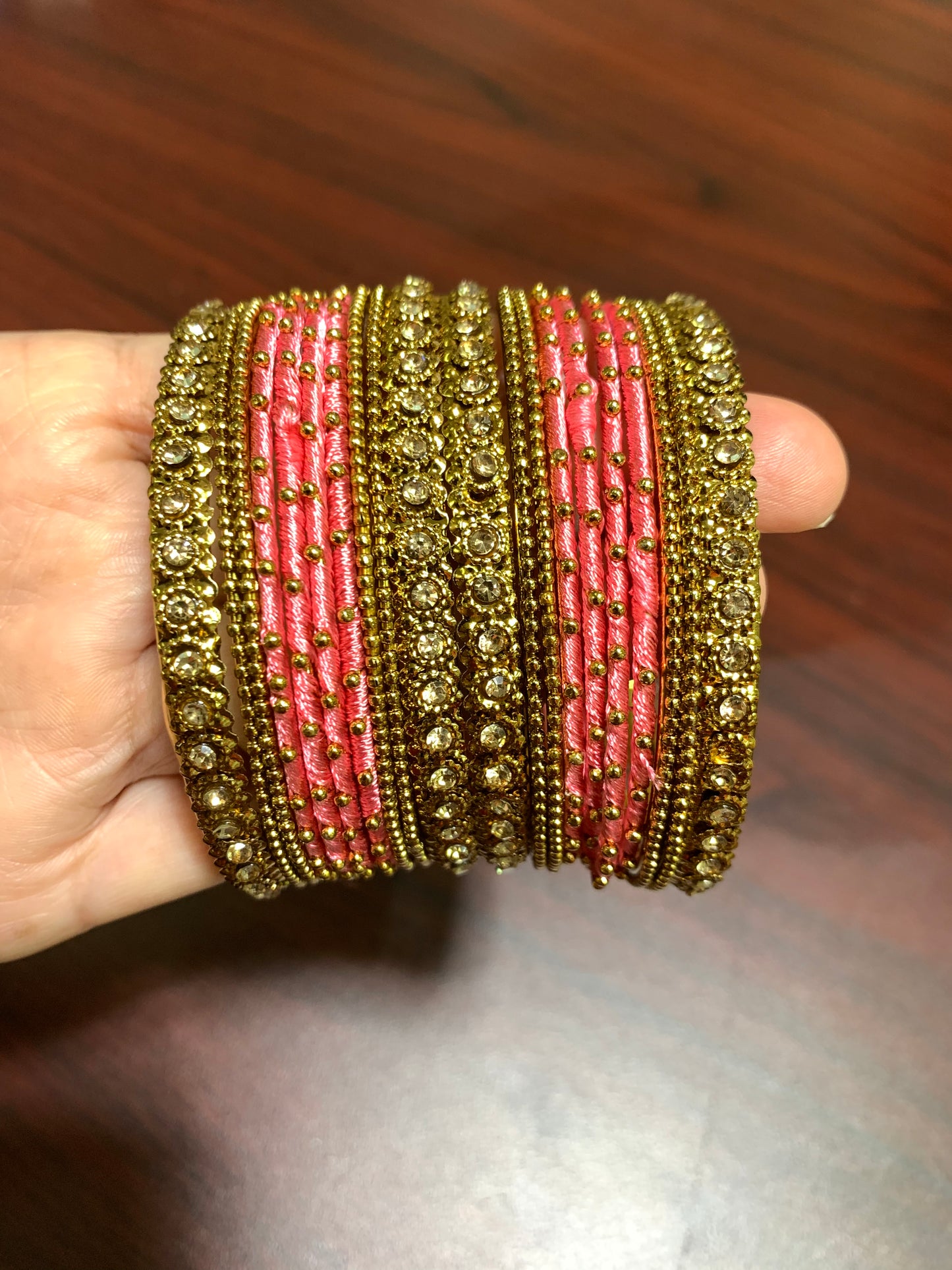 Antique gold and Pink bangles combo