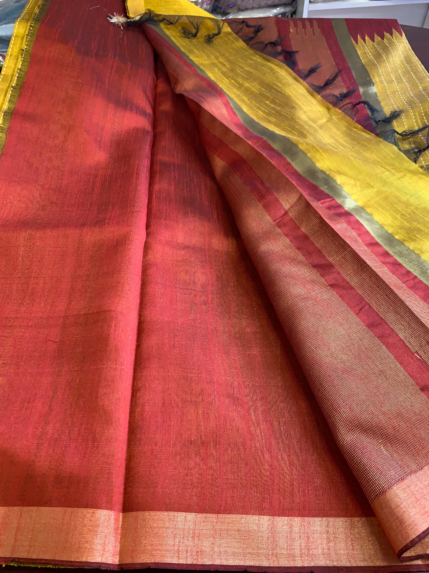 Pure raw silk saree