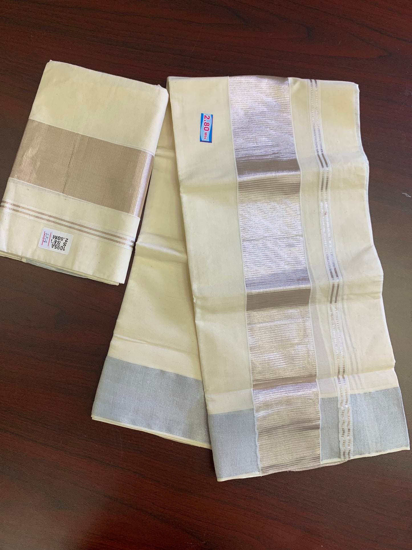 Kerala pure cotton settu mundu( light peach)