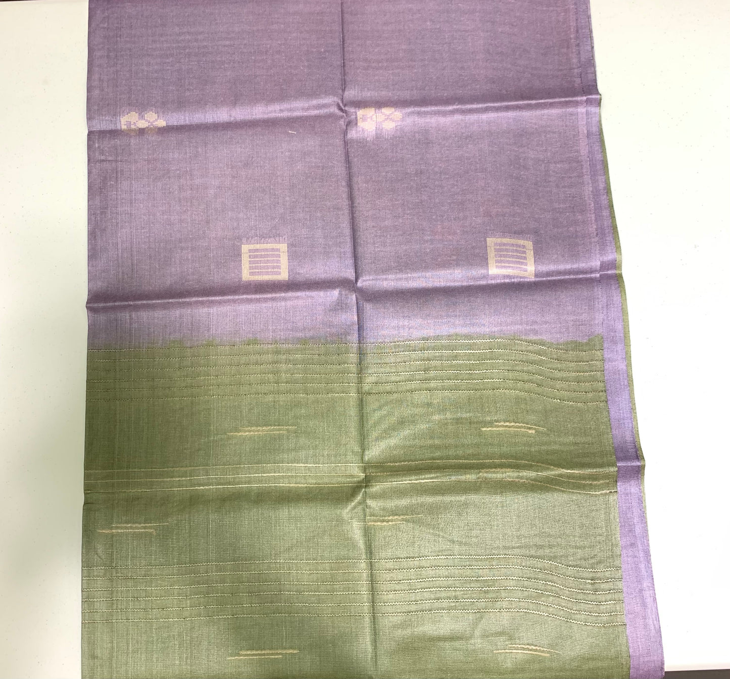 Olive Green Purple Tussar Silk Saree