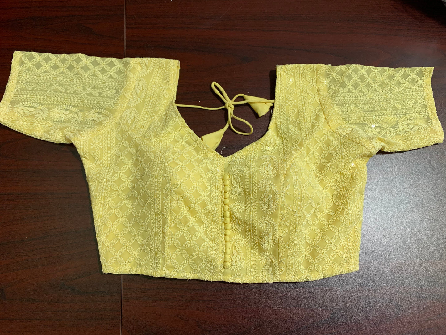 Yellow georgette readymade blouse