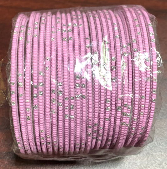 Pink Metal bangles with sliver spot design