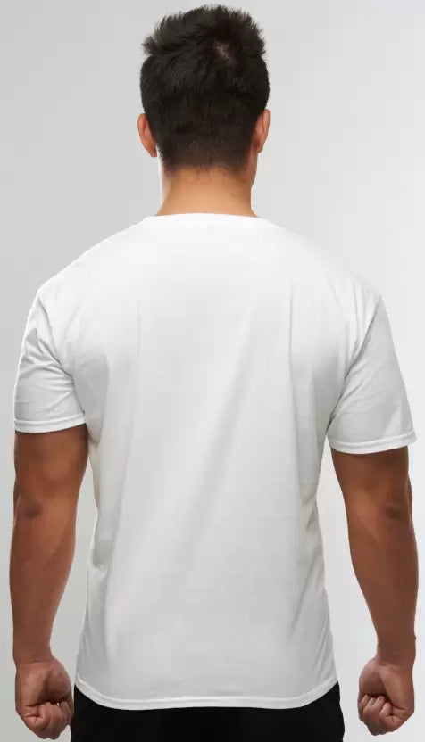 Graphic Print Round Neck Polyester White T-Shirt