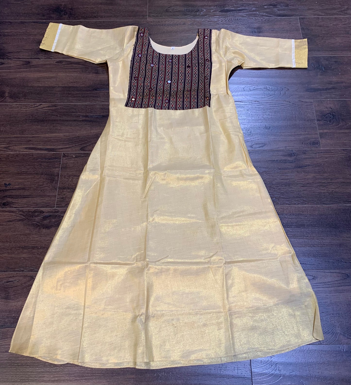 Anarkali golden tissue kurti