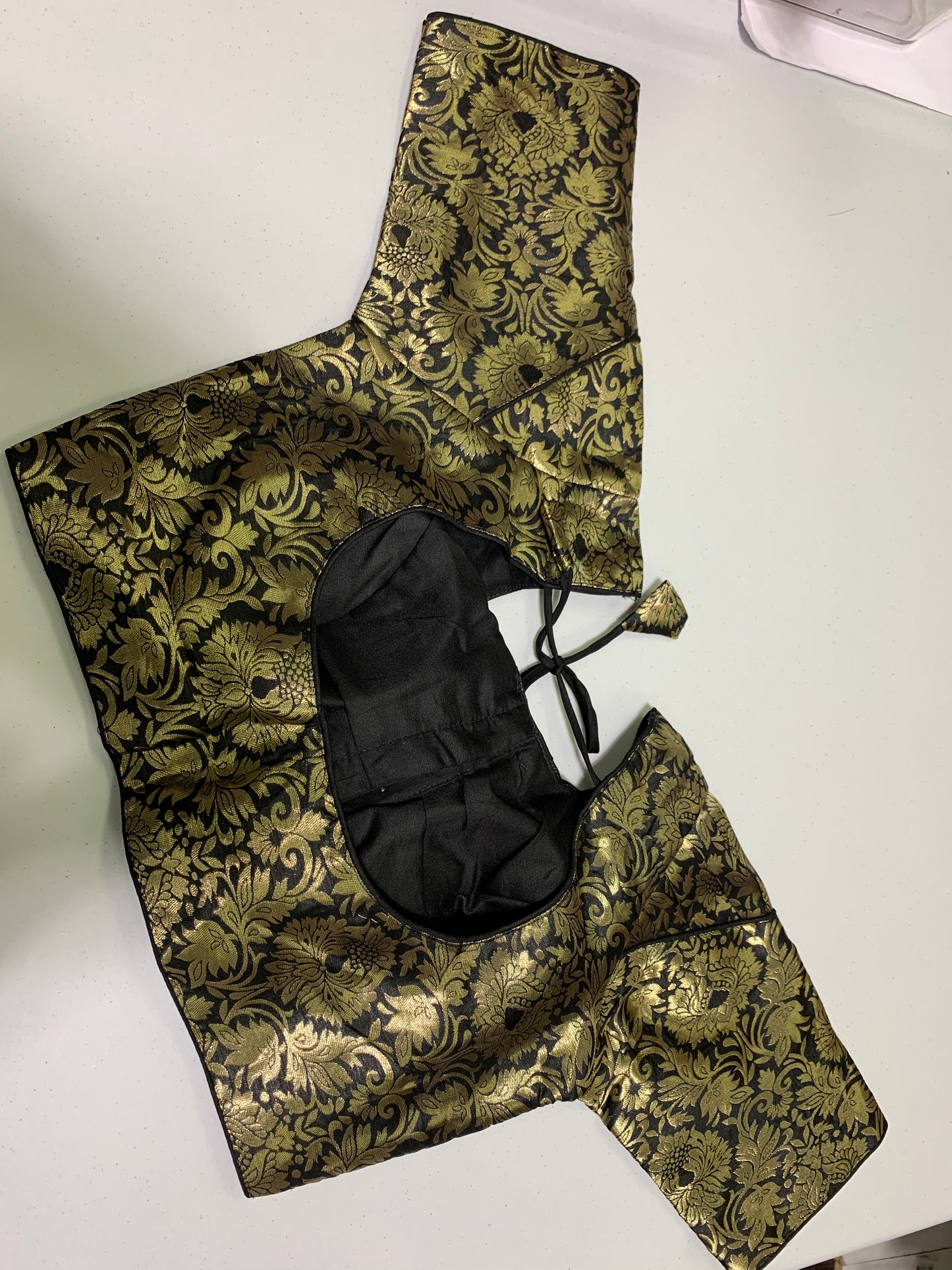 Black golden brocade blouse