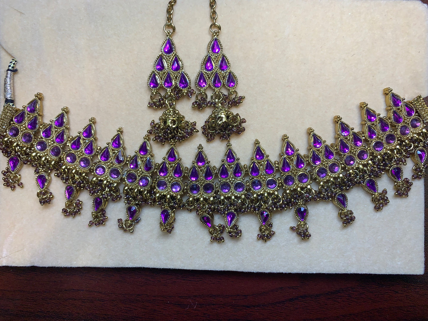 Purple crystal necklace set