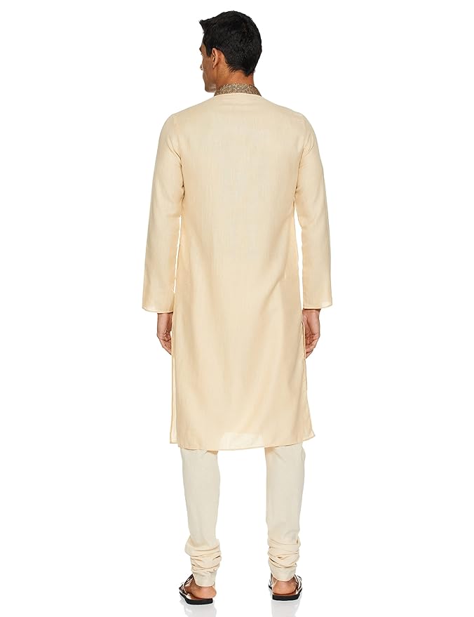 Manthan Men's Kurta, Mandarin Collar Full Sleeves Ethnic Knee Length Kurta for Festival, Wedding, Party Blended Viscose