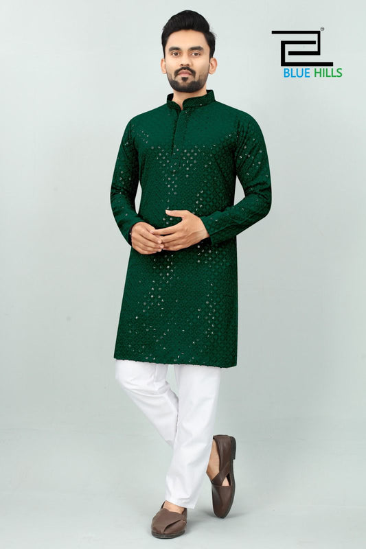 Traditional georgette chikankari work kurta