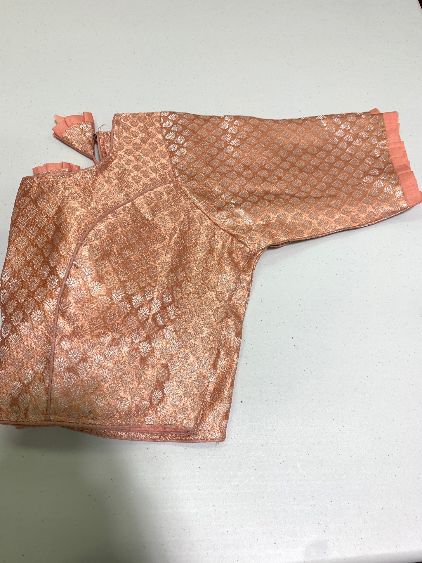 Light pink brocade ready made blouse