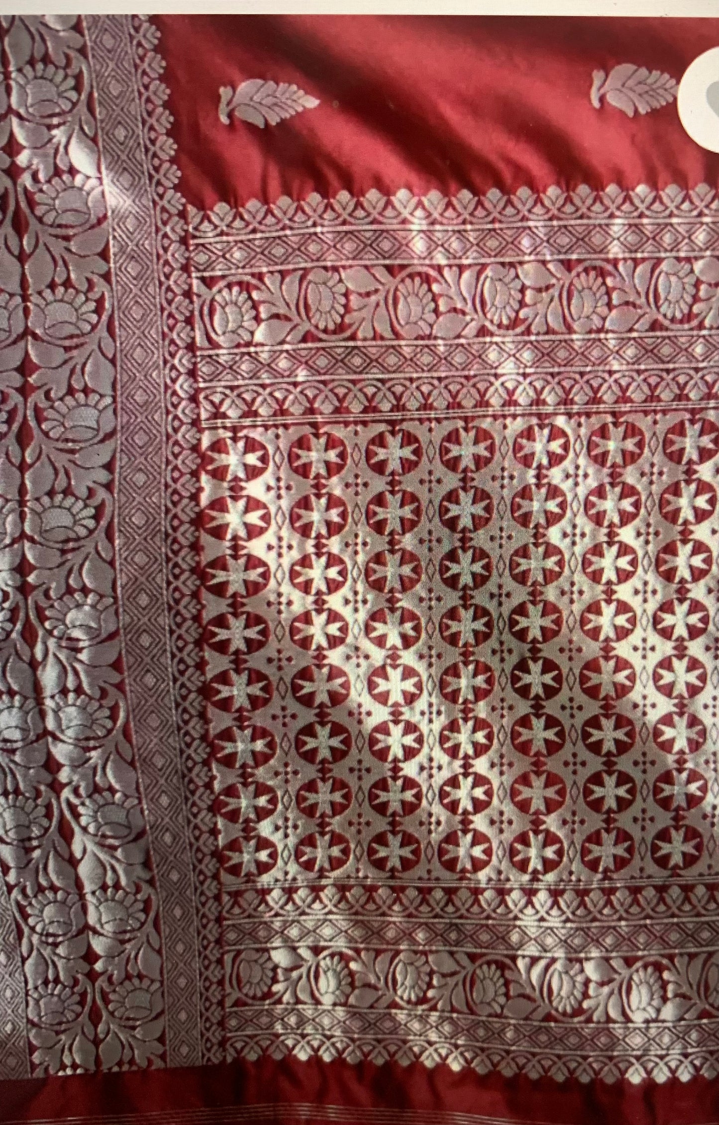 Semi Silk saree- Maroon and silver combination