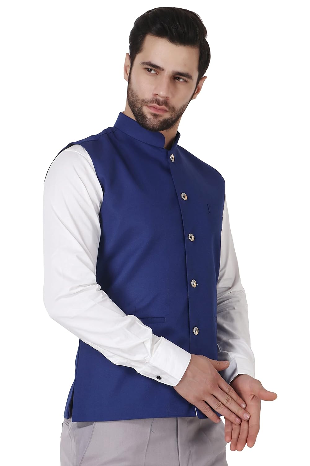 MALENO Men's Ethnic Sleeveless Textured Nehru Jacket