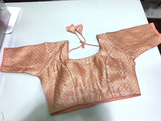 Light pink brocade ready made blouse