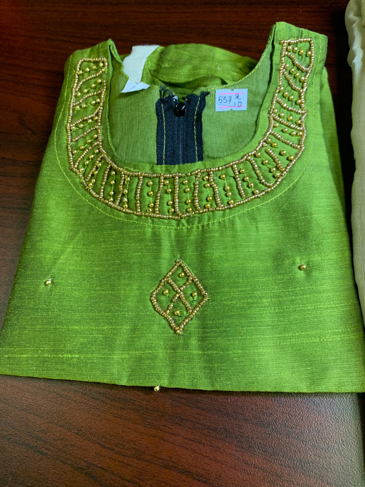 Girls Kerala kasavu border skirt with light green top