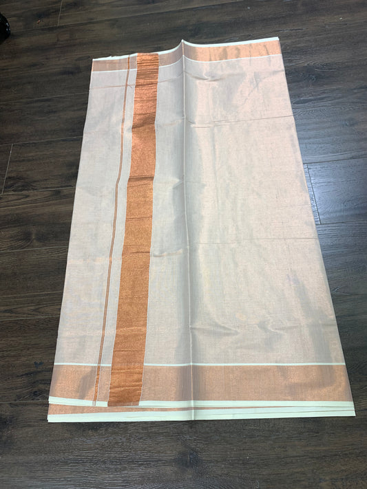 Copper rose gold tissue saree with blouse material