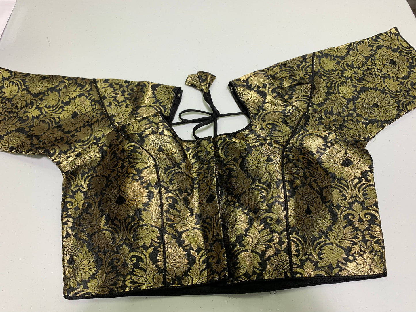 Black golden brocade blouse