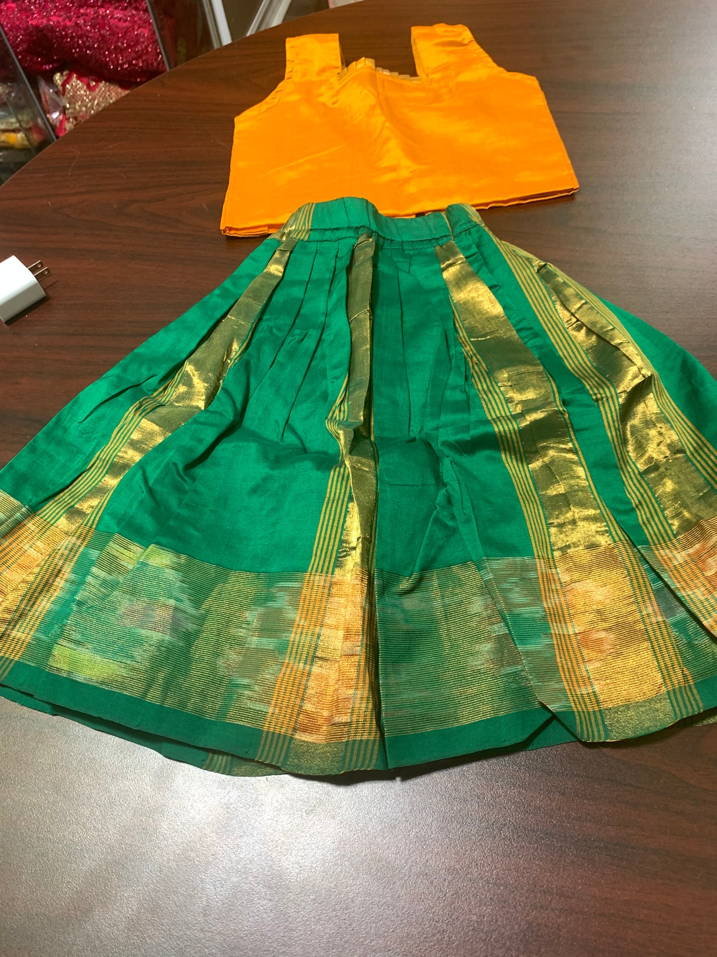 Girls silk skirt with crop top