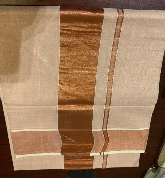 Copper tissue border saree