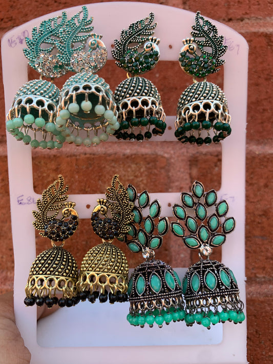 Multi-color peacock designed jhumka earring