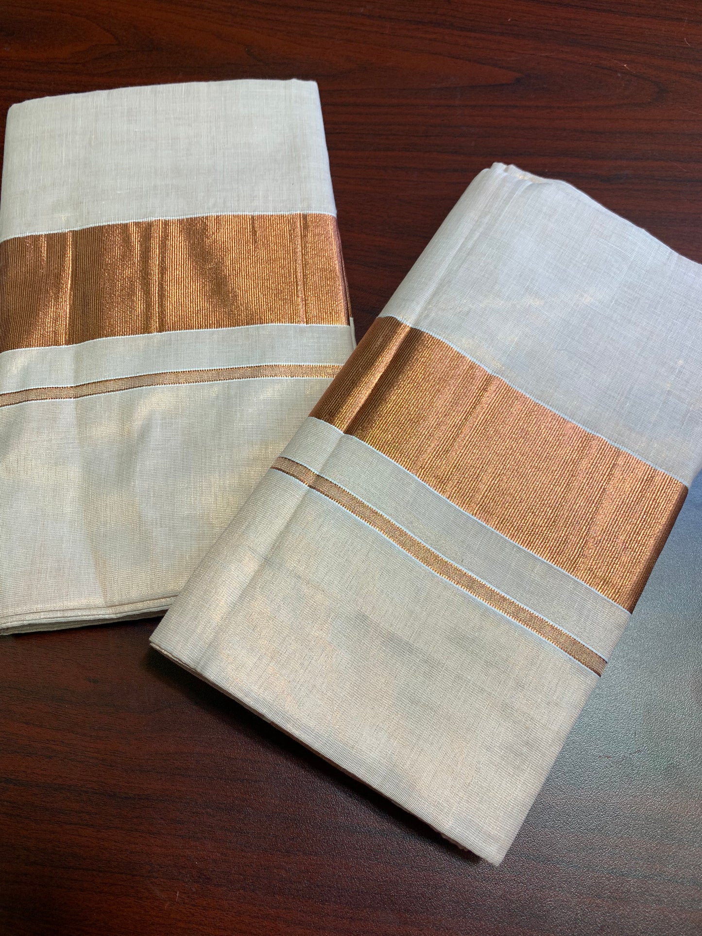 Kerala kasavu tissue cotton saree- unstitched blouse