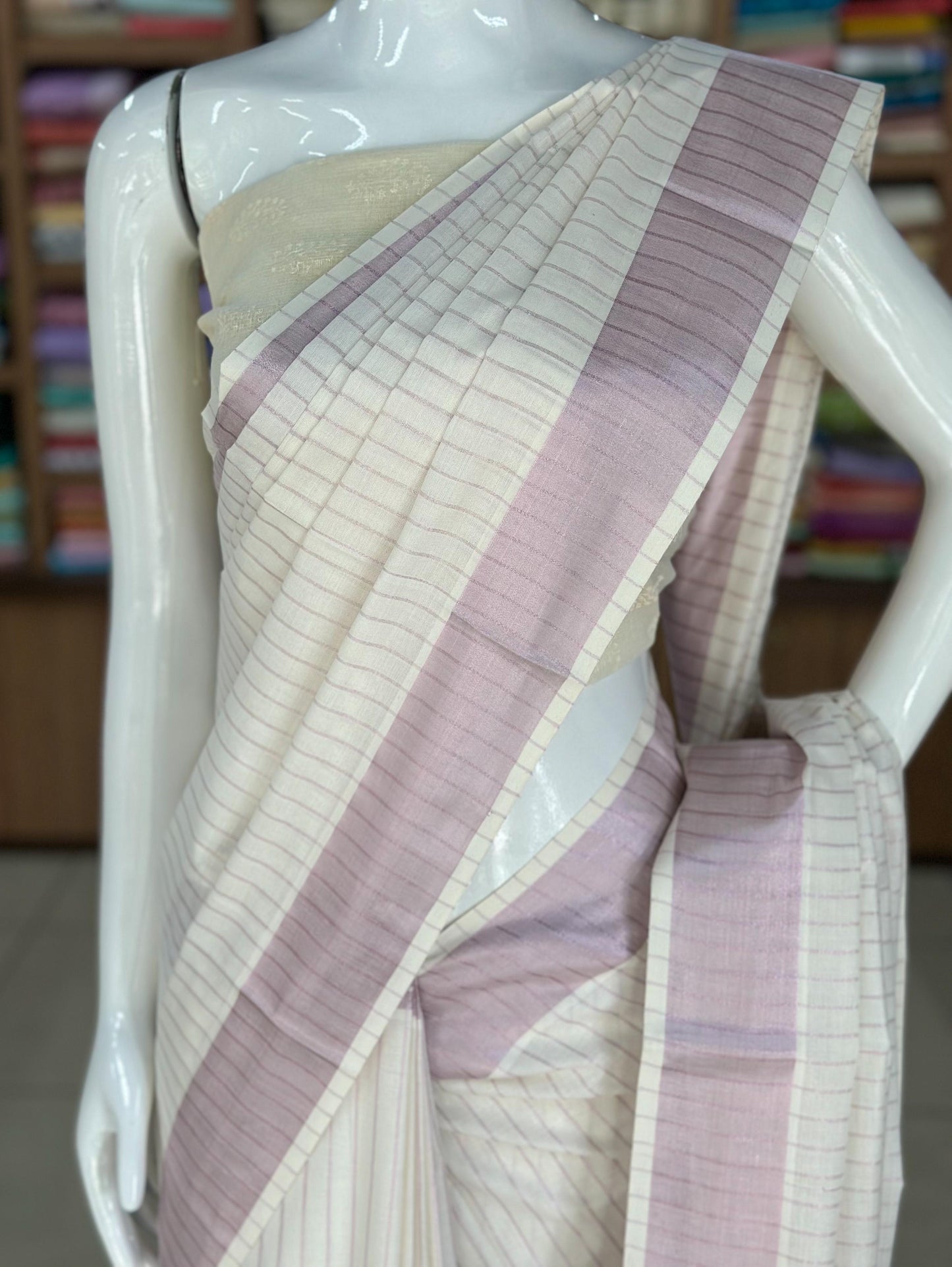 Kerala pink tissue settu saree