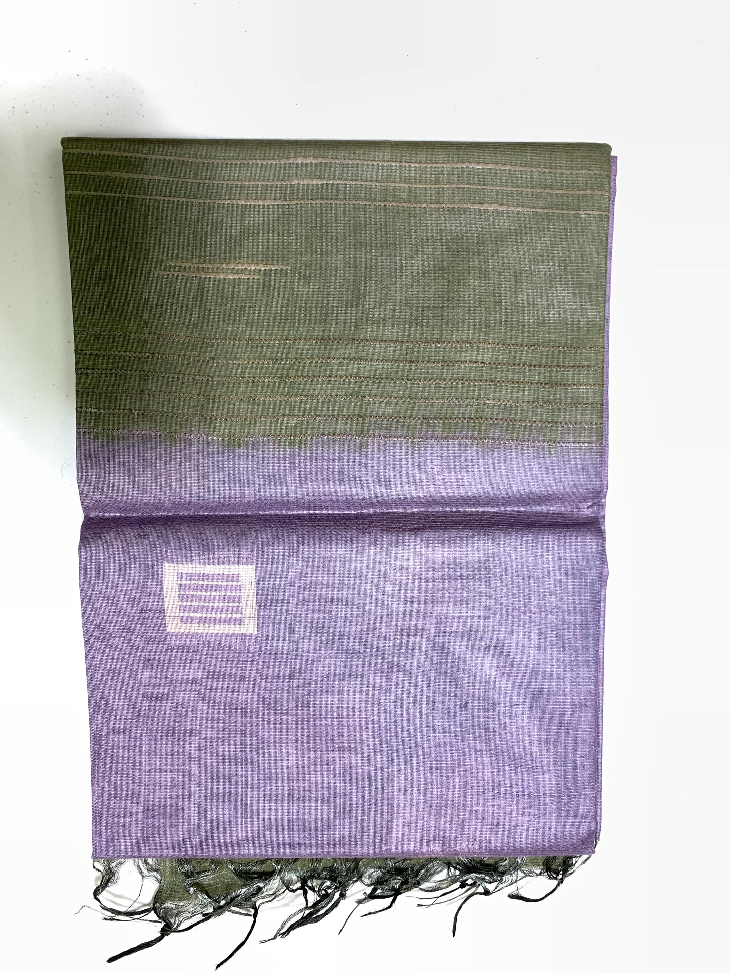 Olive Green Purple Tussar Silk Saree