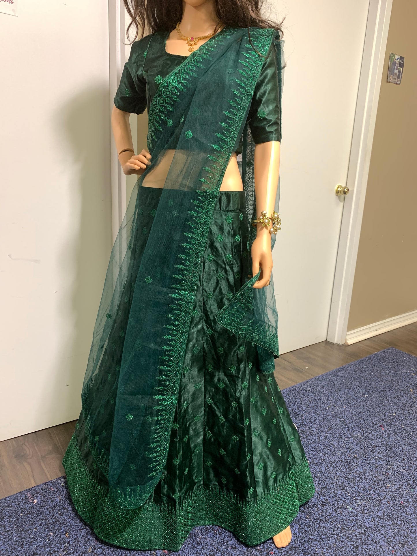 Party wear /Wedding Dark green Lehenga set